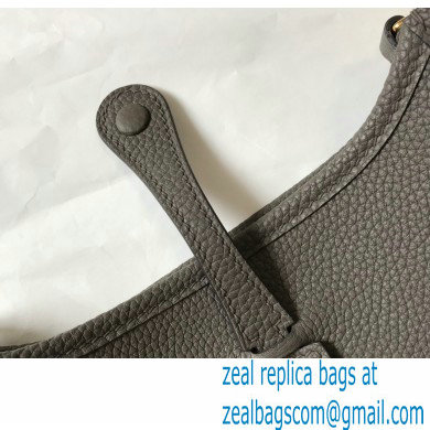 Hermes Mini Evelyne Bag Etain Grey with Gold Hardware Half Handmade