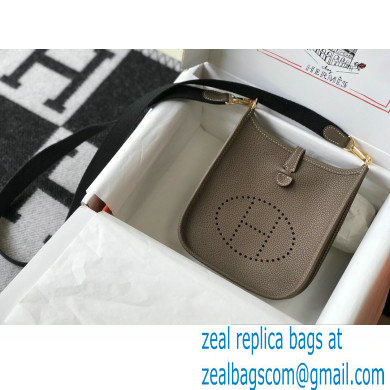 Hermes Mini Evelyne Bag Etoupe with Gold Hardware Half Handmade