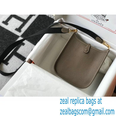 Hermes Mini Evelyne Bag Etoupe with Gold Hardware Half Handmade