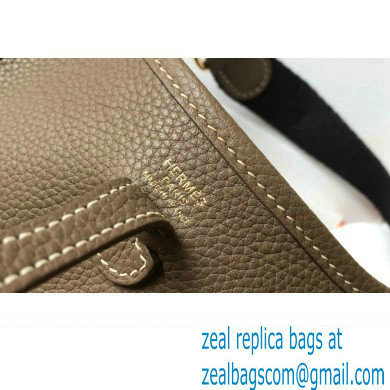 Hermes Mini Evelyne Bag Etoupe with Gold Hardware Half Handmade