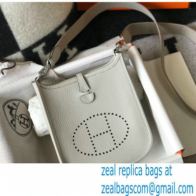 Hermes Mini Evelyne Bag Pearl Grey with Silver Hardware