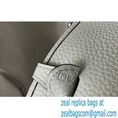 Hermes Mini Evelyne Bag Pearl Grey with Silver Hardware