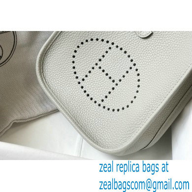 Hermes Mini Evelyne Bag Pearl Grey with Silver Hardware