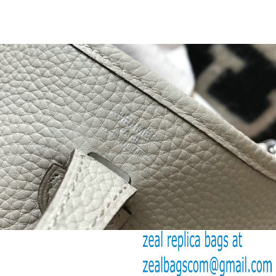 Hermes Mini Evelyne Bag Pearl Grey with Silver Hardware