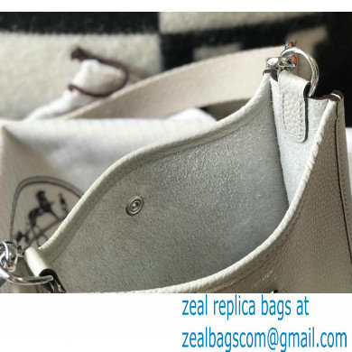 Hermes Mini Evelyne Bag Pearl Grey with Silver Hardware