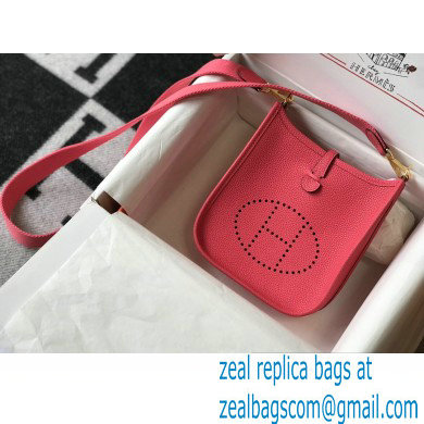 Hermes Mini Evelyne Bag Rouge Pink with Gold Hardware Half Handmade