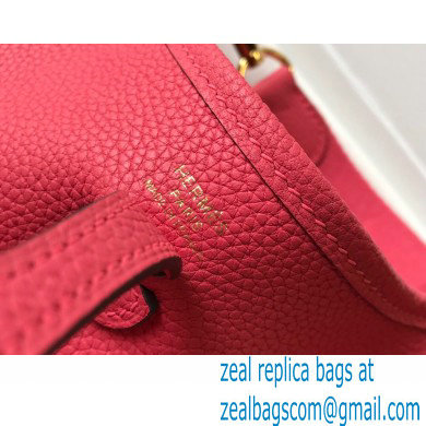 Hermes Mini Evelyne Bag Rouge Pink with Gold Hardware Half Handmade