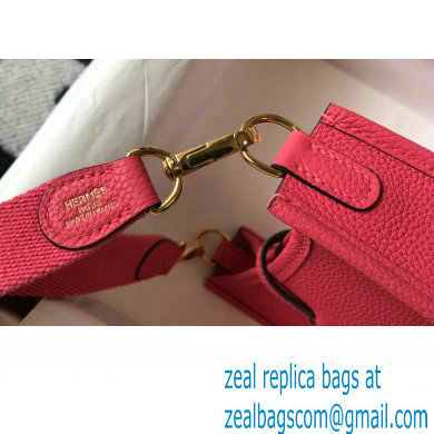 Hermes Mini Evelyne Bag Rouge Pink with Gold Hardware Half Handmade