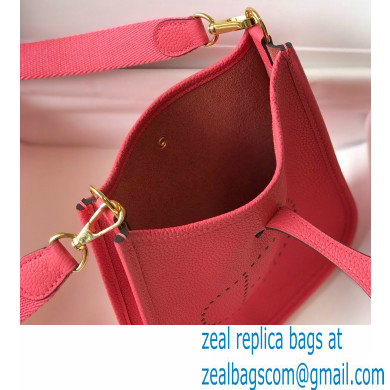 Hermes Mini Evelyne Bag Rouge Pink with Gold Hardware Half Handmade