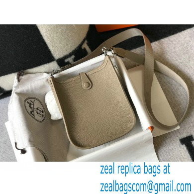 Hermes Mini Evelyne Bag Tourterelle Grey with Silver Hardware