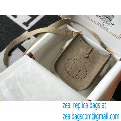 Hermes Mini Evelyne Bag Trench Grey with Gold Hardware Half Handmade