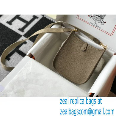 Hermes Mini Evelyne Bag Trench Grey with Gold Hardware Half Handmade