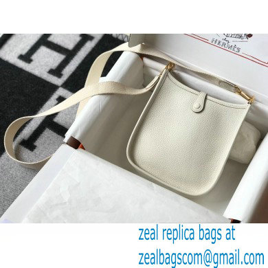 Hermes Mini Evelyne Bag White with Gold Hardware Half Handmade