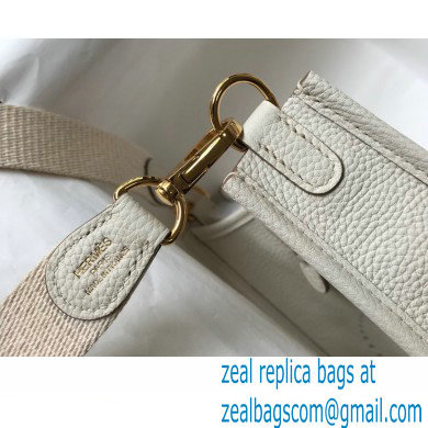 Hermes Mini Evelyne Bag White with Gold Hardware Half Handmade