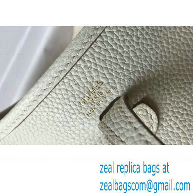 Hermes Mini Evelyne Bag White with Gold Hardware Half Handmade