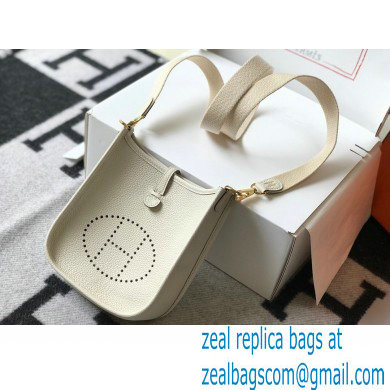 Hermes Mini Evelyne Bag White with Gold Hardware Half Handmade