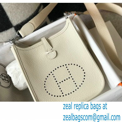 Hermes Mini Evelyne Bag White with Silver Hardware