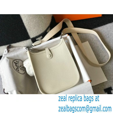 Hermes Mini Evelyne Bag White with Silver Hardware