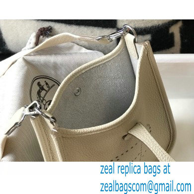 Hermes Mini Evelyne Bag White with Silver Hardware