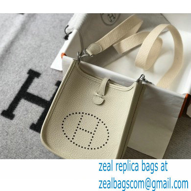 Hermes Mini Evelyne Bag White with Silver Hardware