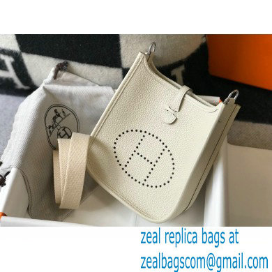 Hermes Mini Evelyne Bag White with Silver Hardware