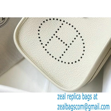 Hermes Mini Evelyne Bag White with Silver Hardware