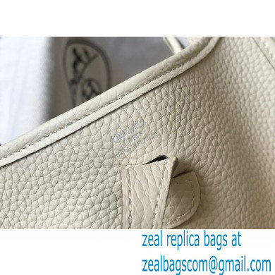 Hermes Mini Evelyne Bag White with Silver Hardware