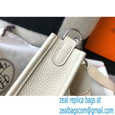 Hermes Mini Evelyne Bag White with Silver Hardware