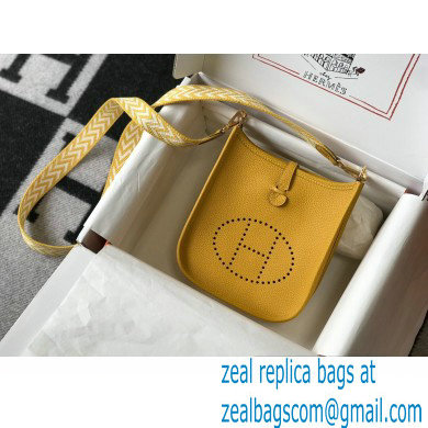 Hermes Mini Evelyne Bag Yellow with Gold Hardware Half Handmade