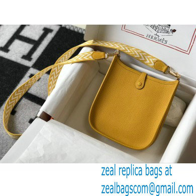 Hermes Mini Evelyne Bag Yellow with Gold Hardware Half Handmade