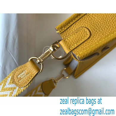 Hermes Mini Evelyne Bag Yellow with Gold Hardware Half Handmade