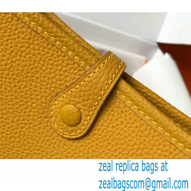 Hermes Mini Evelyne Bag Yellow with Gold Hardware Half Handmade