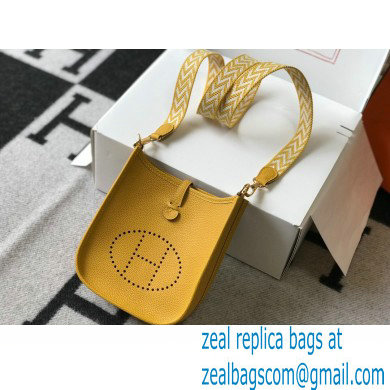 Hermes Mini Evelyne Bag Yellow with Gold Hardware Half Handmade