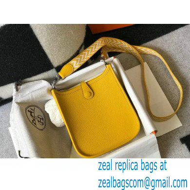 Hermes Mini Evelyne Bag Yellow with Silver Hardware