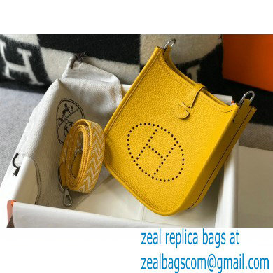 Hermes Mini Evelyne Bag Yellow with Silver Hardware