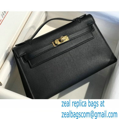 Hermes Mini Kelly 22 Pochette Bag Black in Swift Leather with Gold Hardware