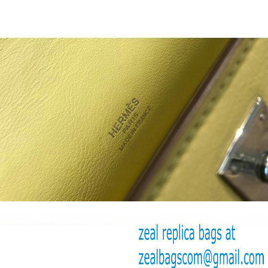 Hermes Mini Kelly 22 Pochette Bag Light Yellow in Swift Leather with Silver Hardware