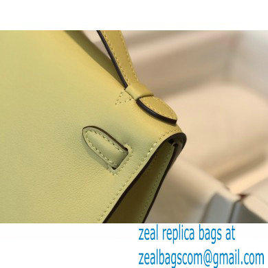 Hermes Mini Kelly 22 Pochette Bag Light Yellow in Swift Leather with Silver Hardware