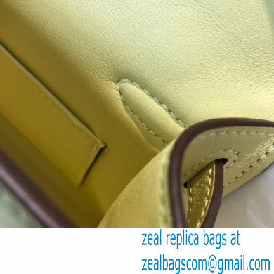 Hermes Mini Kelly 22 Pochette Bag Light Yellow in Swift Leather with Silver Hardware