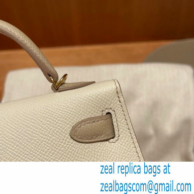 Hermes Mini Kelly II Handbag in original epsom leather craie/gray