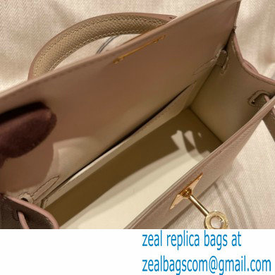 Hermes Mini Kelly II Handbag in original epsom leather craie/gray