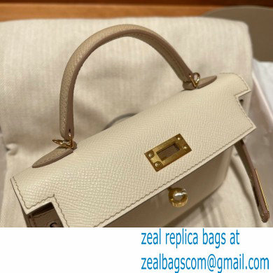 Hermes Mini Kelly II Handbag in original epsom leather craie/gray