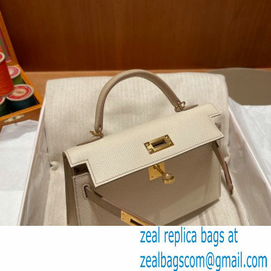 Hermes Mini Kelly II Handbag in original epsom leather craie/gray