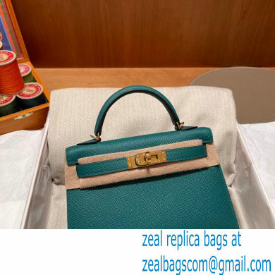 Hermes Mini Kelly II Handbag malachite original epsom leather