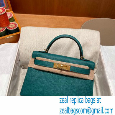 Hermes Mini Kelly II Handbag malachite original epsom leather