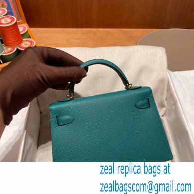 Hermes Mini Kelly II Handbag malachite original epsom leather