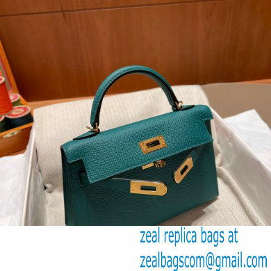 Hermes Mini Kelly II Handbag malachite original epsom leather