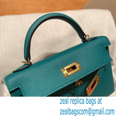 Hermes Mini Kelly II Handbag malachite original epsom leather