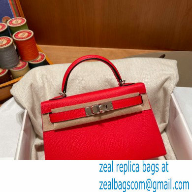 Hermes Mini Kelly II Handbag rouge de coeur original epsom leather