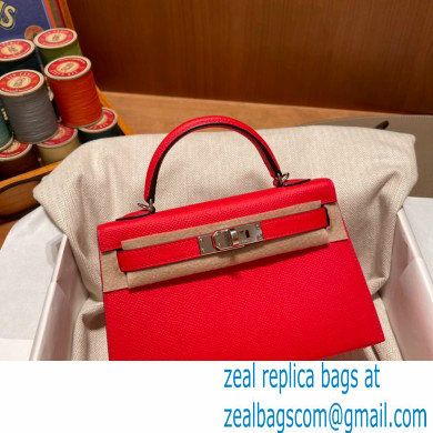 Hermes Mini Kelly II Handbag rouge de coeur original epsom leather